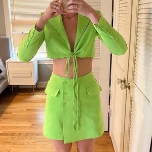 Zara two piece lime green set. Love this set, so fun for the summer!